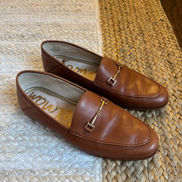 Like new Sam Edelman Loraine brown genuine leather w/ gold hardware bit loafers - Picture 2 of 13
